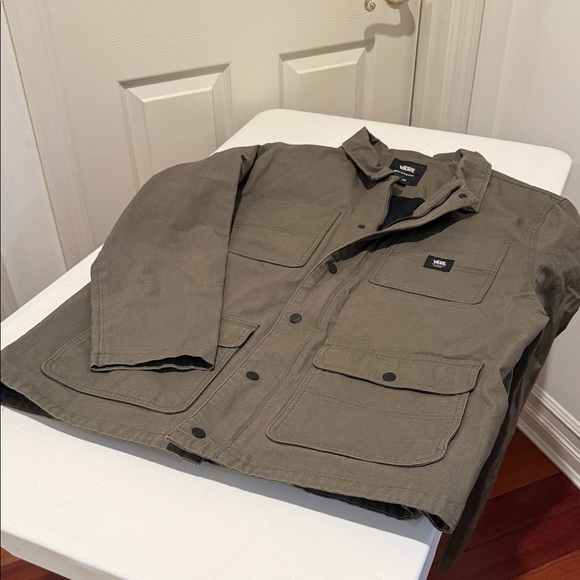 NWOT Vans Drill Chore Lined Heavyweight Canvas Zip Snap Close Invisible Hood XL - Picture 2 of 12